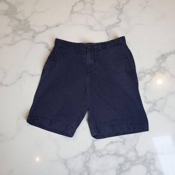 Tommy Hilfiger Men's Blue Polka Dot Flat Front Classic Fit Shorts Size 32 - Picture 1 of 5